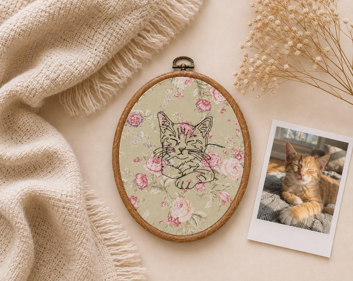 A Personalised Pet Photo Embroidery Hoop