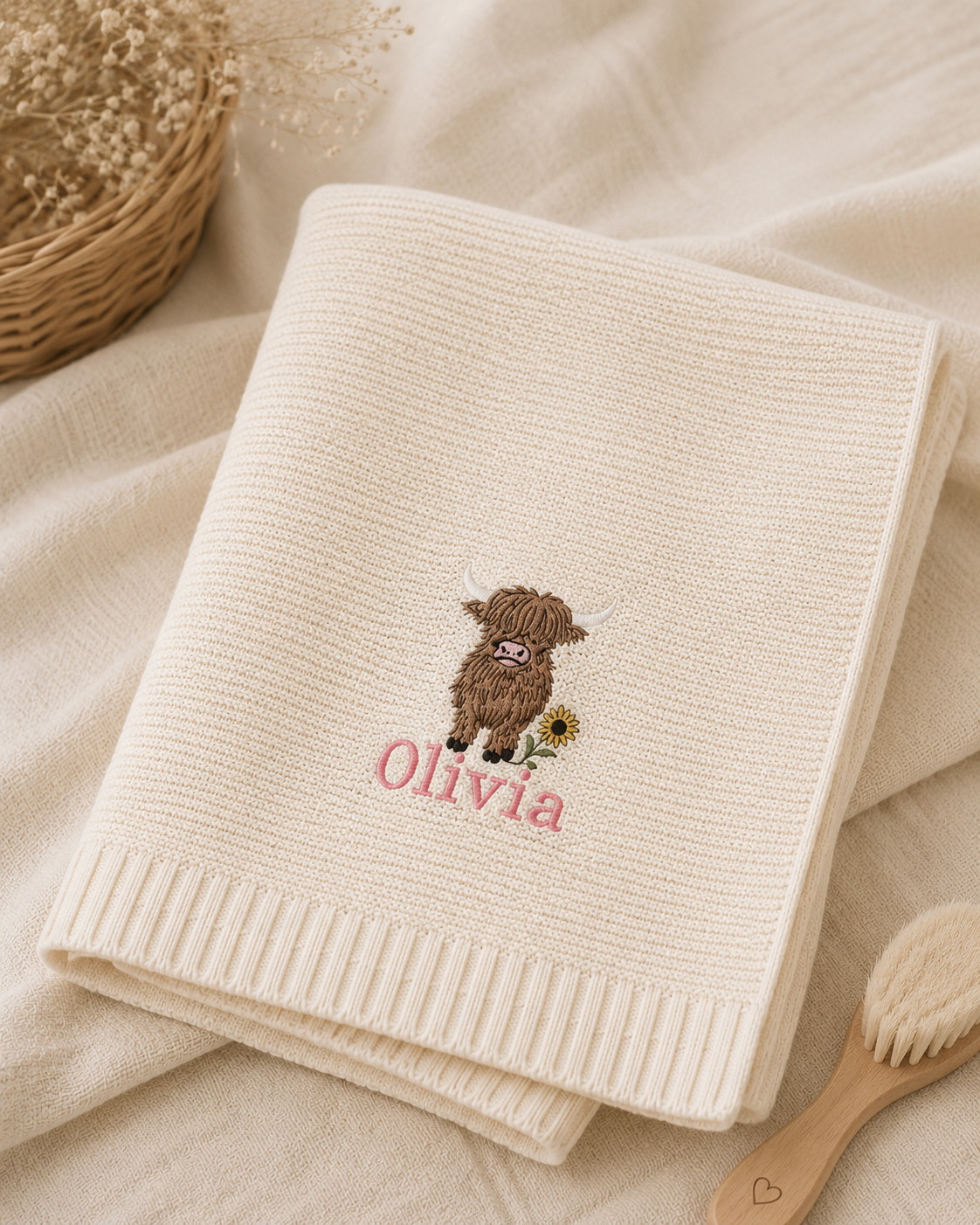 Personalised Highland Cow Baby Blanket