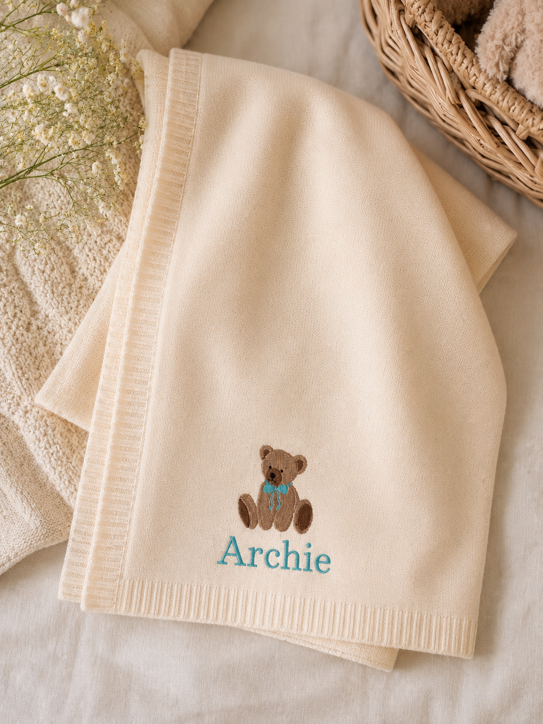 Personalised Teddy Bear Baby Blanket