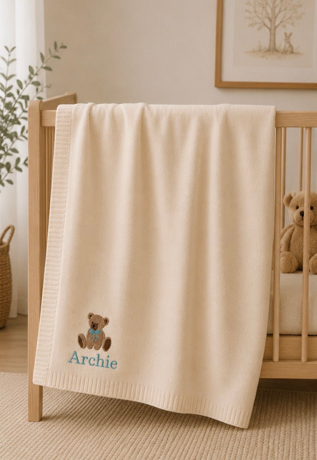 Personalised Teddy Bear Baby Blanket