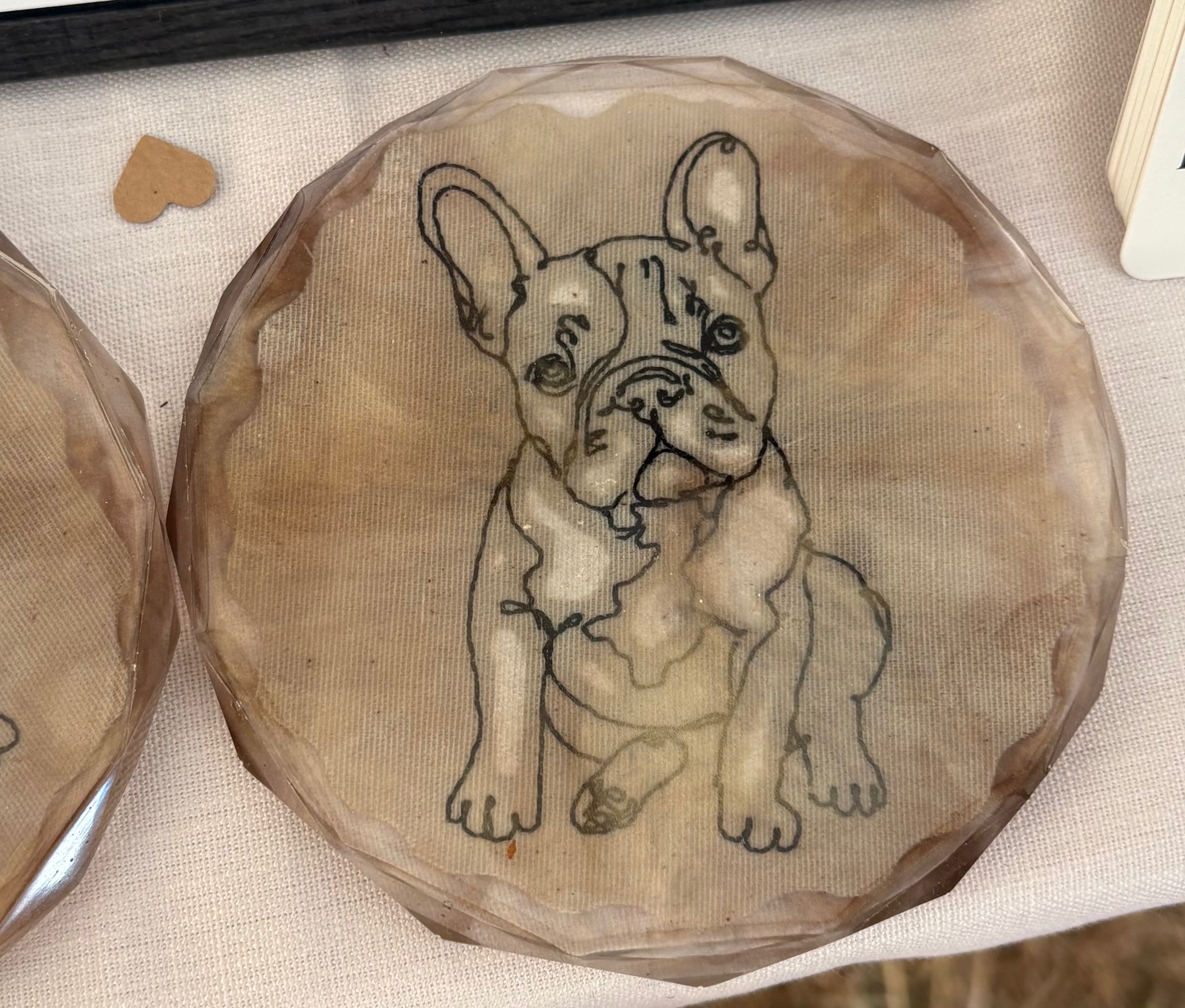 A pet portrait coaster