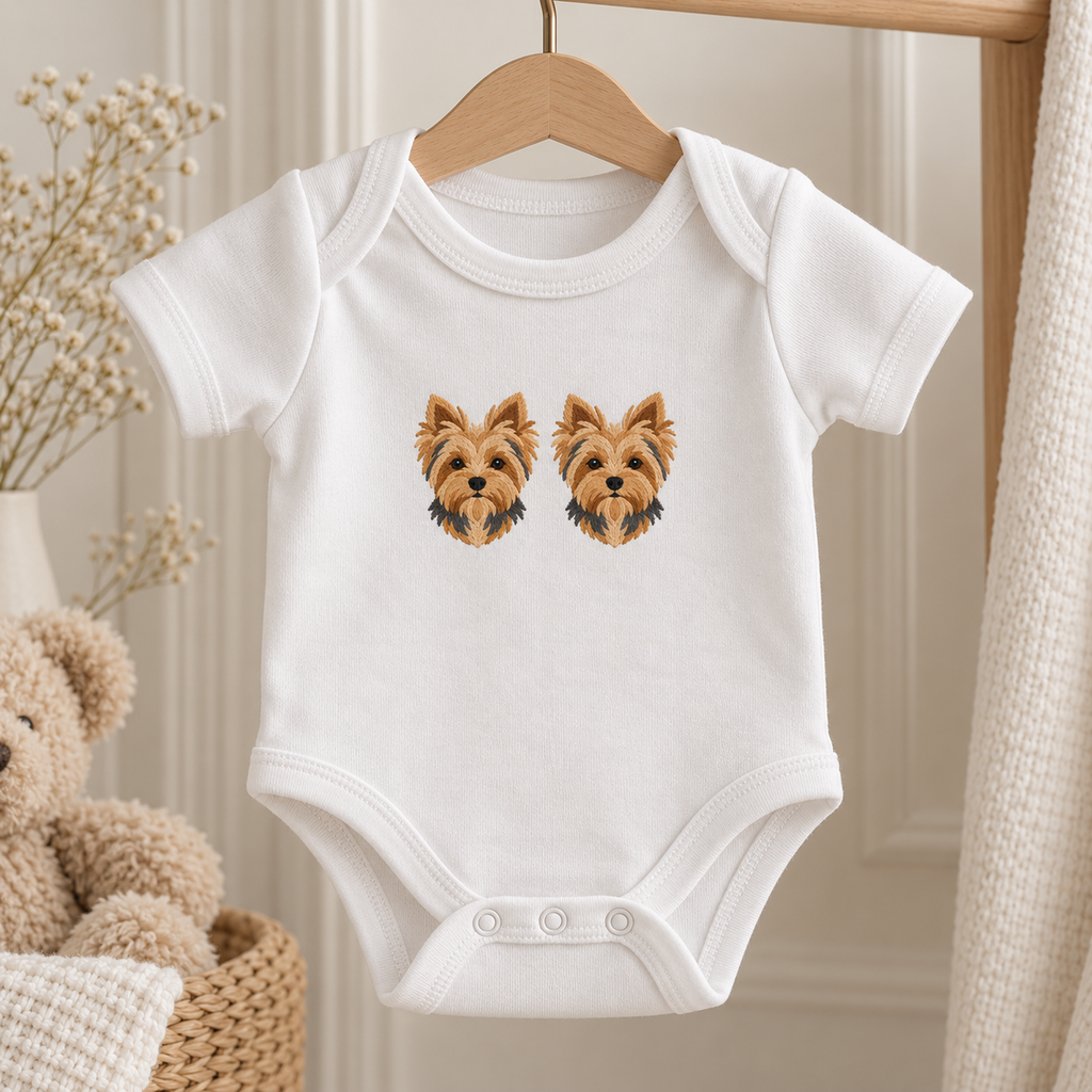 Personalised Dog Breed Baby Bodysuit or Jumper – Custom Pet Colours