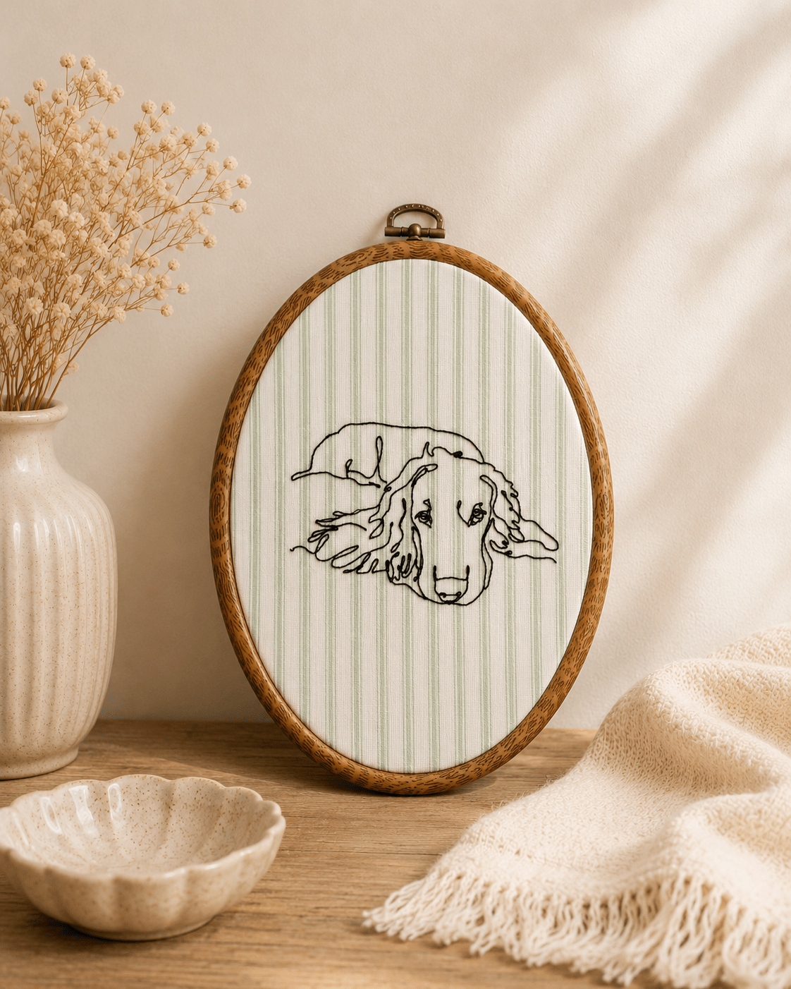 A Personalised Pet Photo Embroidery Hoop - Pear Tree Stitch Studio