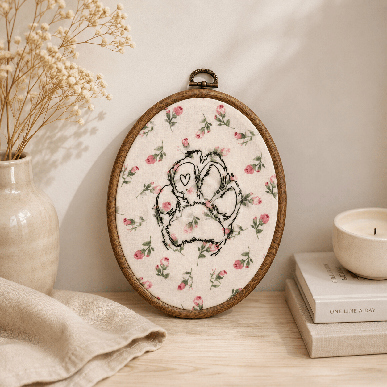 A Personalised Pet Photo Embroidery Hoop - Pear Tree Stitch Studio