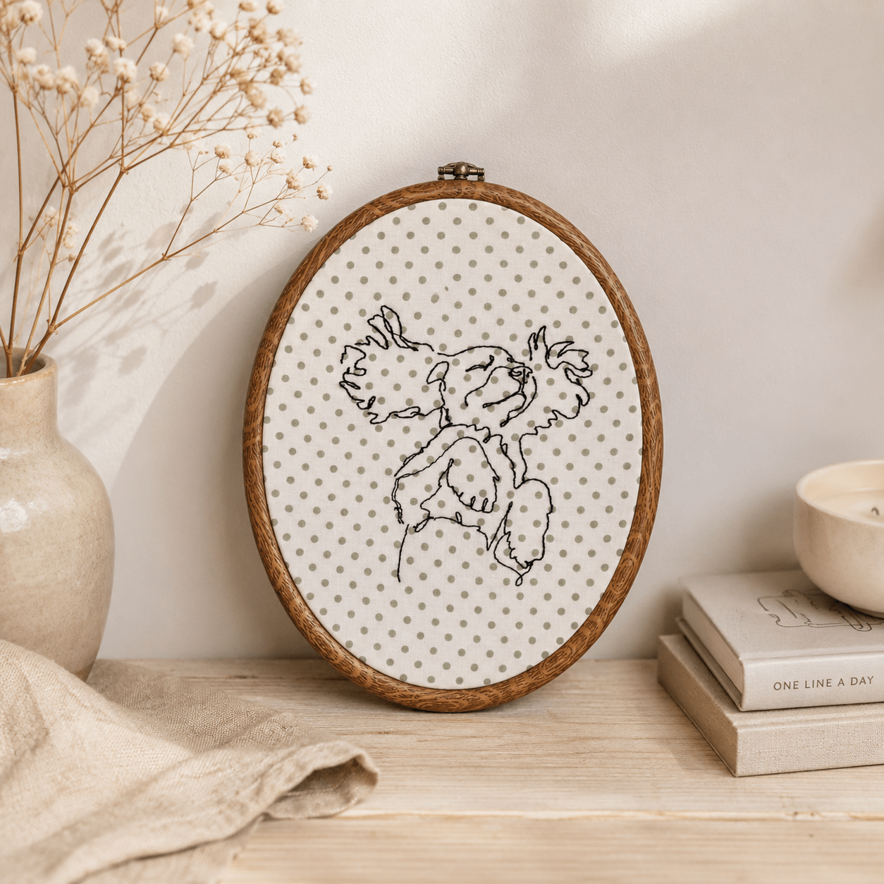 A Personalised Pet Photo Embroidery Hoop - Pear Tree Stitch Studio