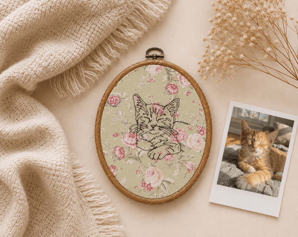 A Personalised Pet Photo Embroidery Hoop - Pear Tree Stitch Studio