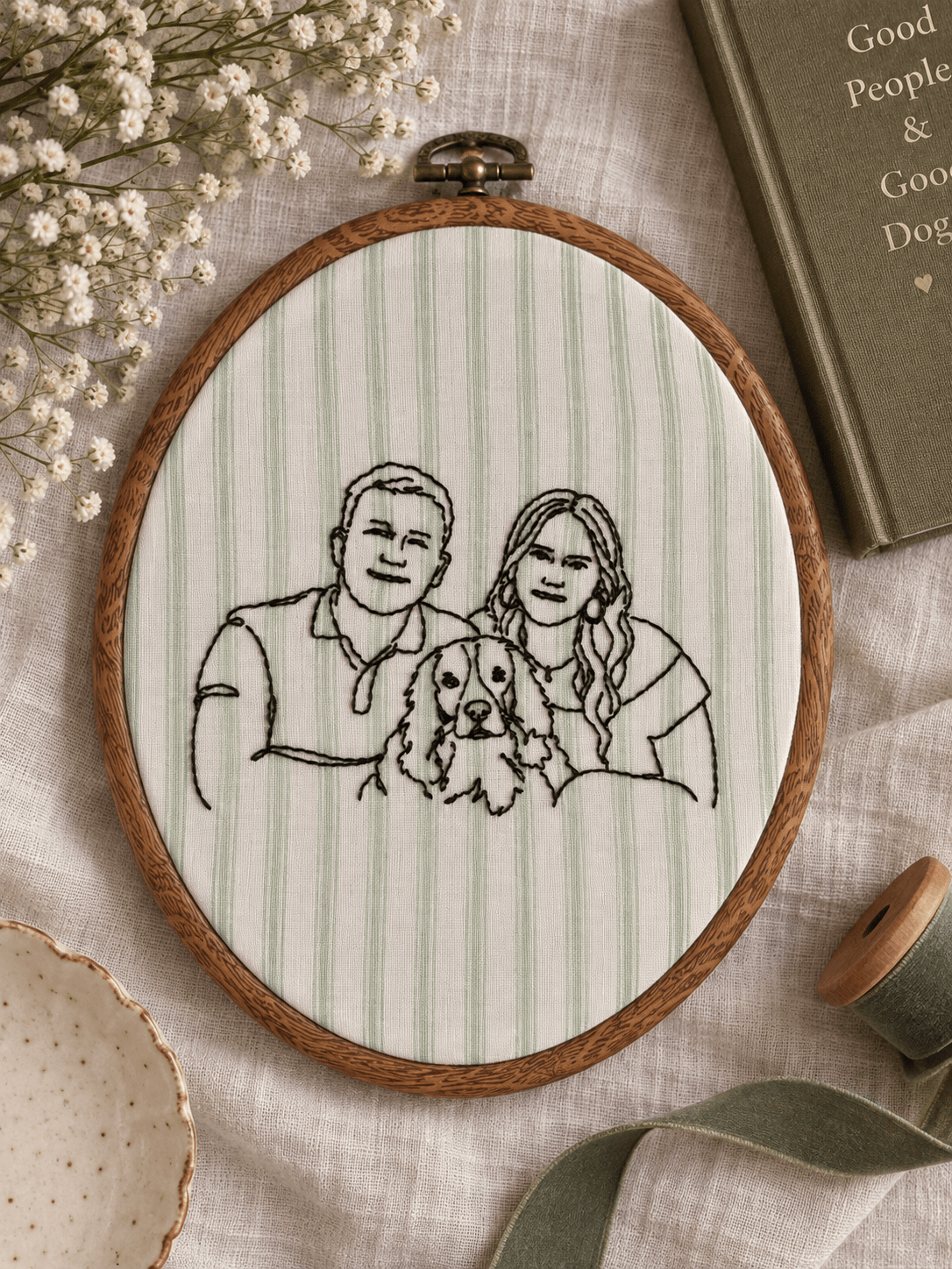 A Personalised Pet Photo Embroidery Hoop - Pear Tree Stitch Studio