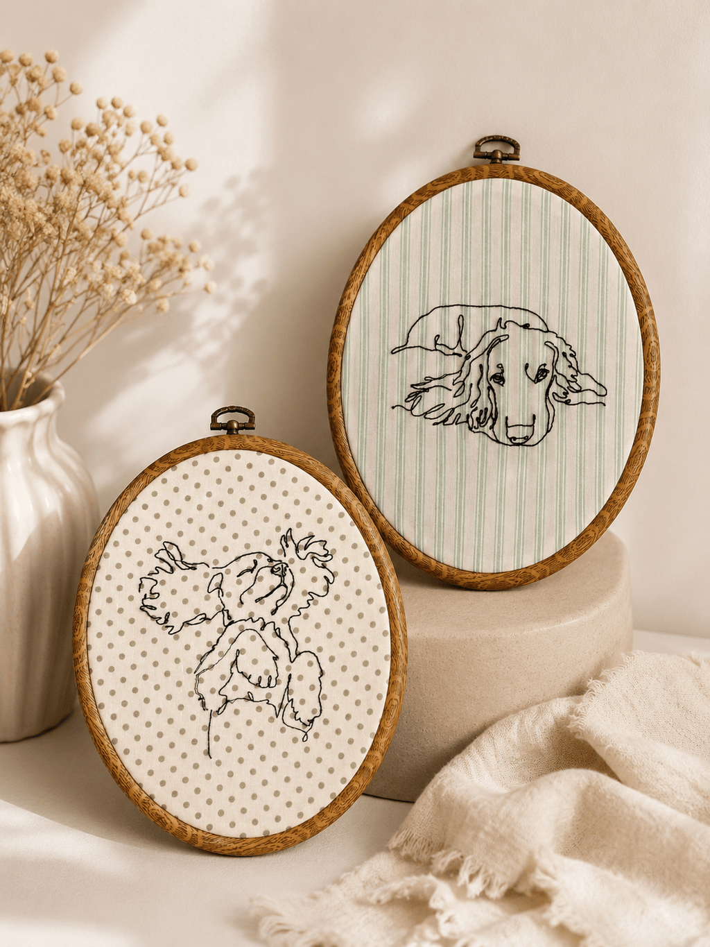 A Personalised Pet Photo Embroidery Hoop - Pear Tree Stitch Studio
