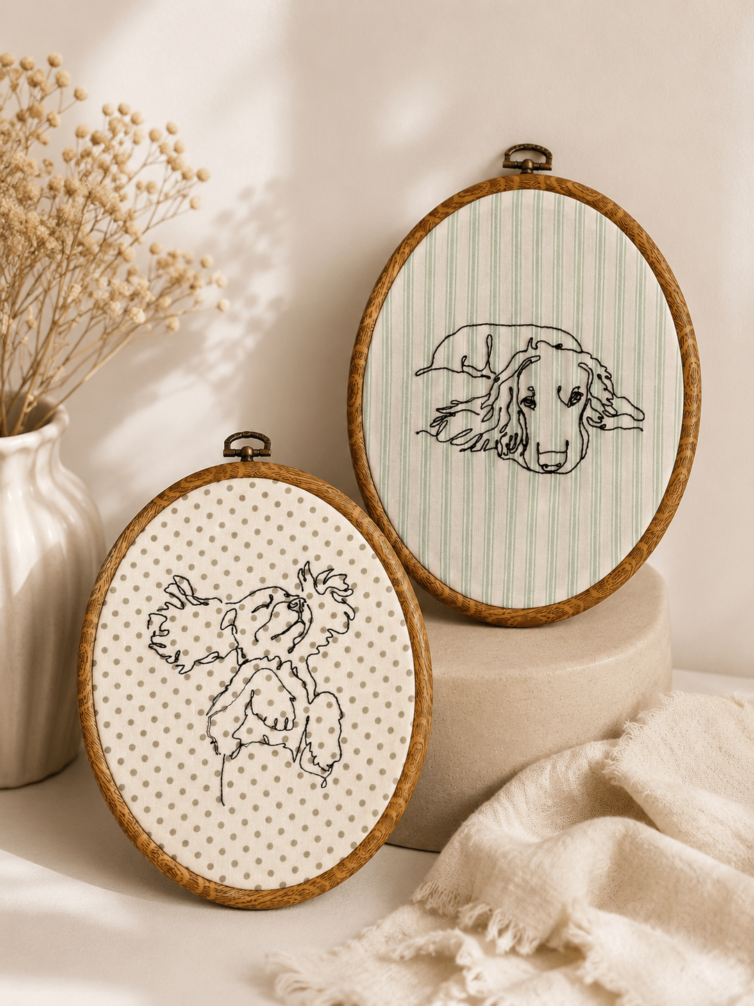 A Personalised Pet Photo Embroidery Hoop - Pear Tree Stitch Studio