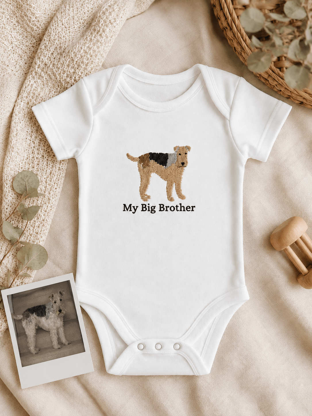 A Personalised Pet Portrait Baby Gift – Custom Embroidered Baby Clothing & Keepsakes - Pear Tree Stitch Studio
