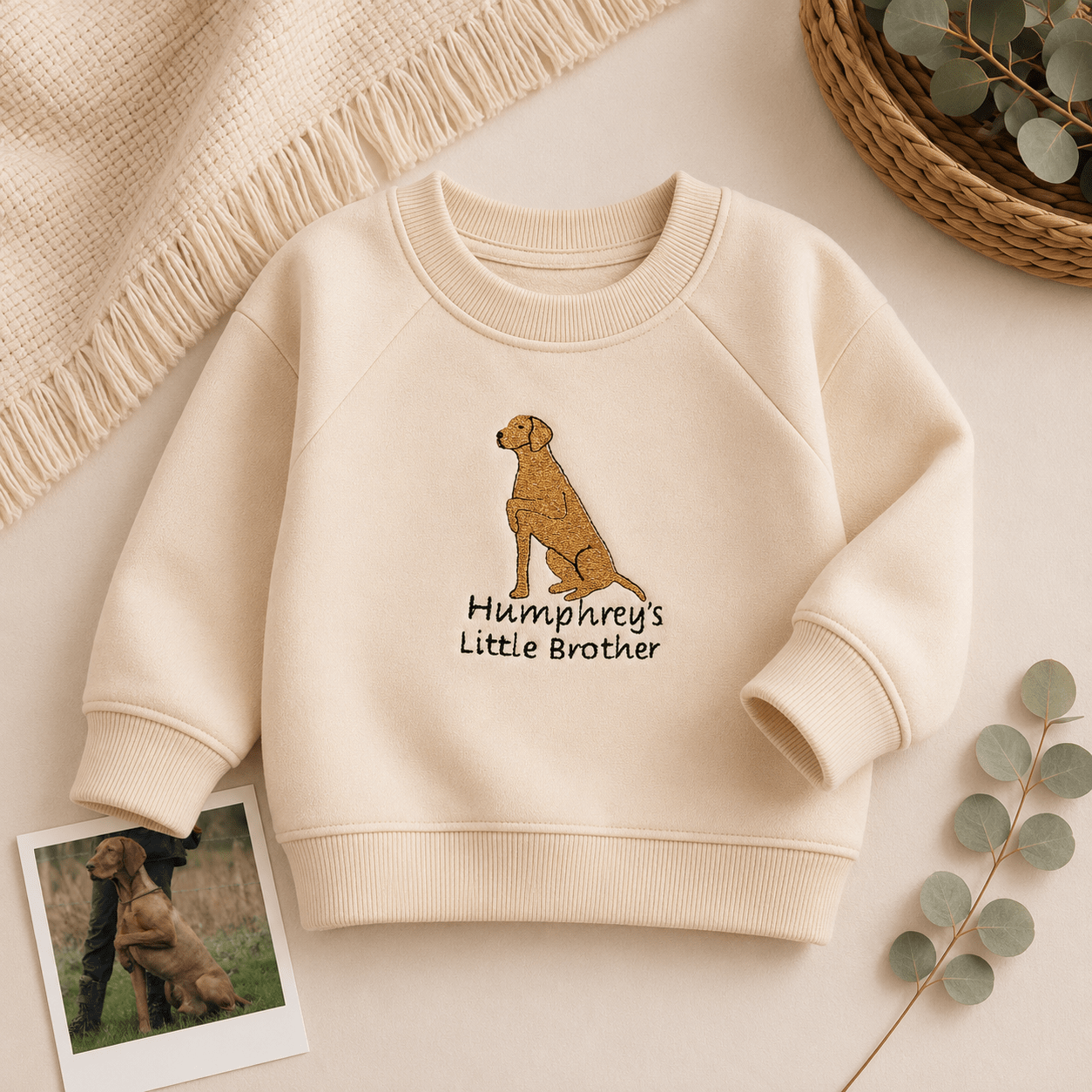 A Personalised Pet Portrait Baby Gift – Custom Embroidered Baby Clothing & Keepsakes - Pear Tree Stitch Studio