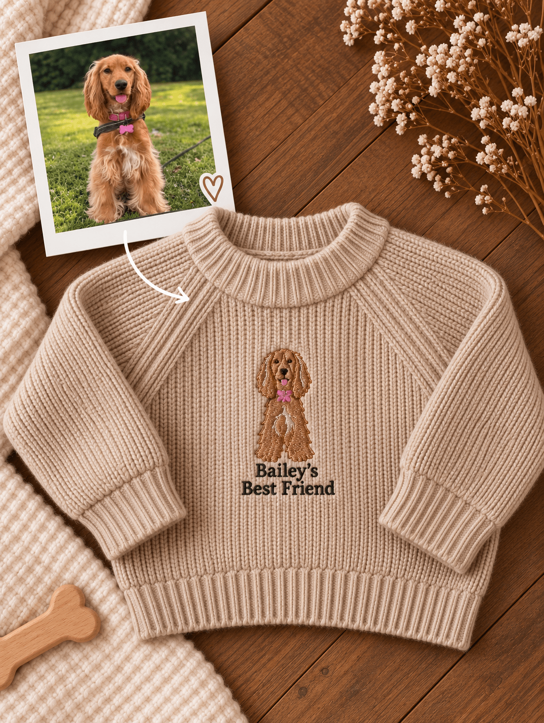 A Personalised Pet Portrait Baby Gift - Pear Tree Stitch Studio