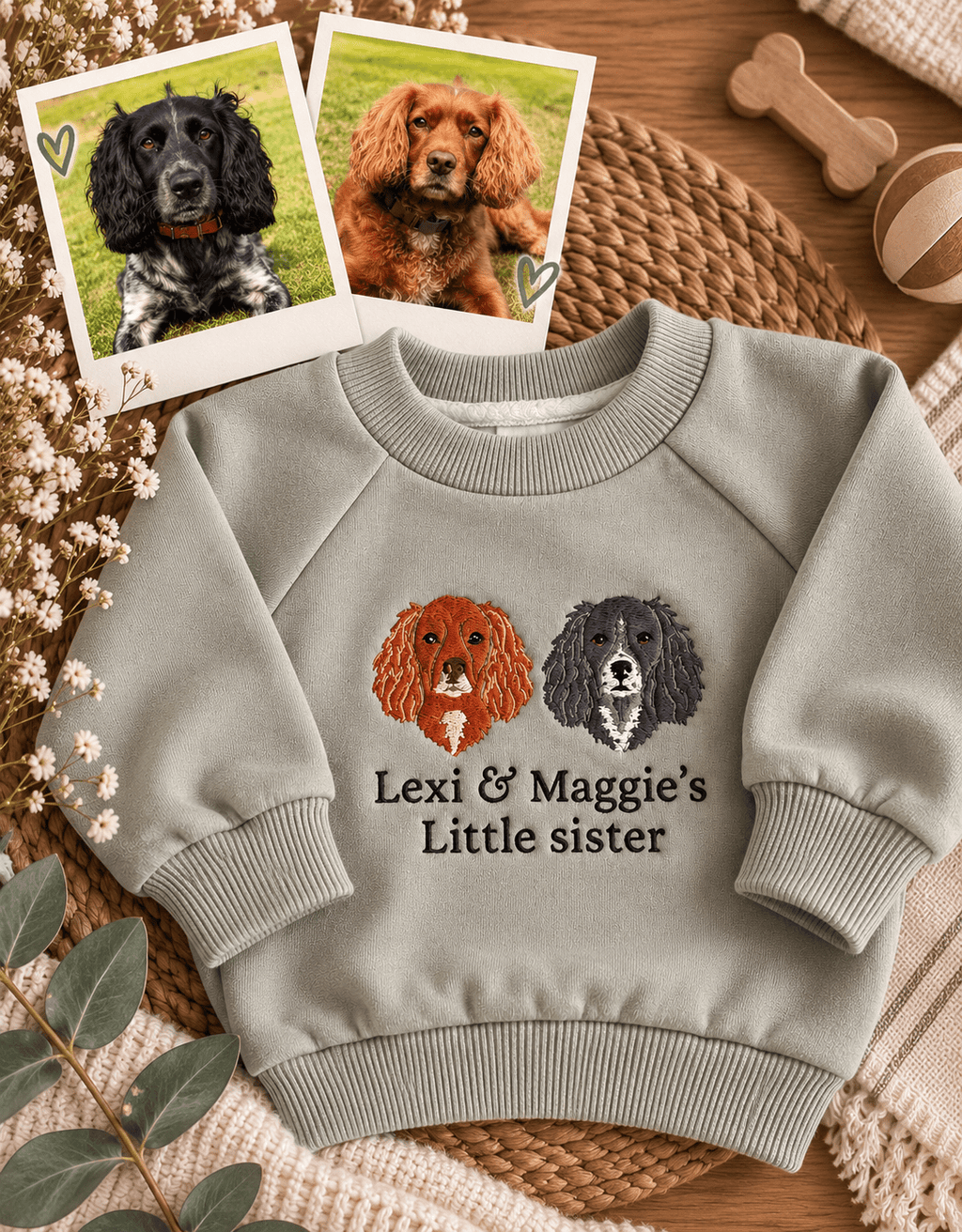 A Personalised Pet Portrait Baby Gift - Pear Tree Stitch Studio
