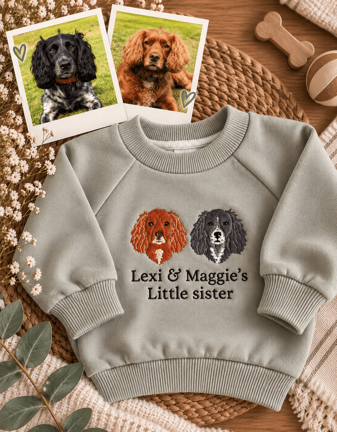 A Personalised Pet Portrait Baby Gift - Pear Tree Stitch Studio