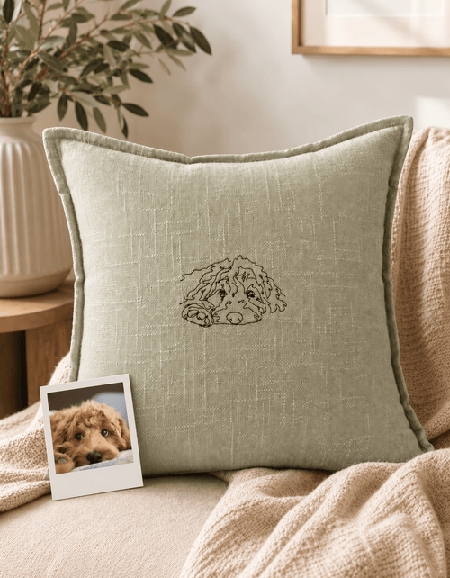 A Personalised Pet portrait Cushion - Pear Tree Stitch Studio