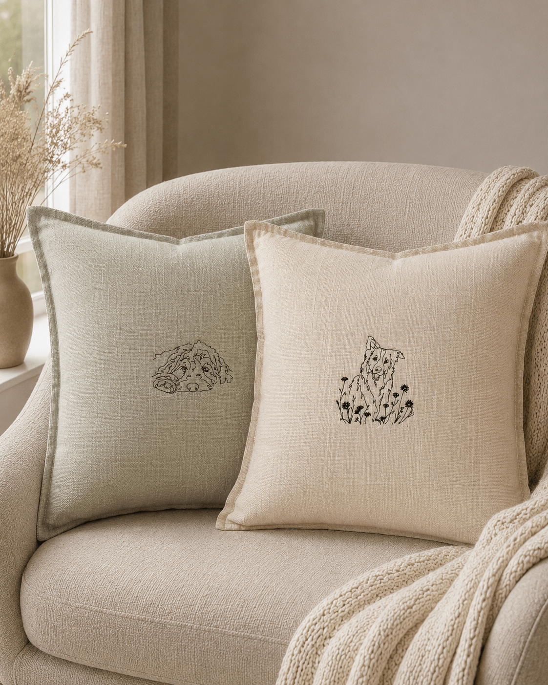 A Personalised Pet portrait Cushion - Pear Tree Stitch Studio