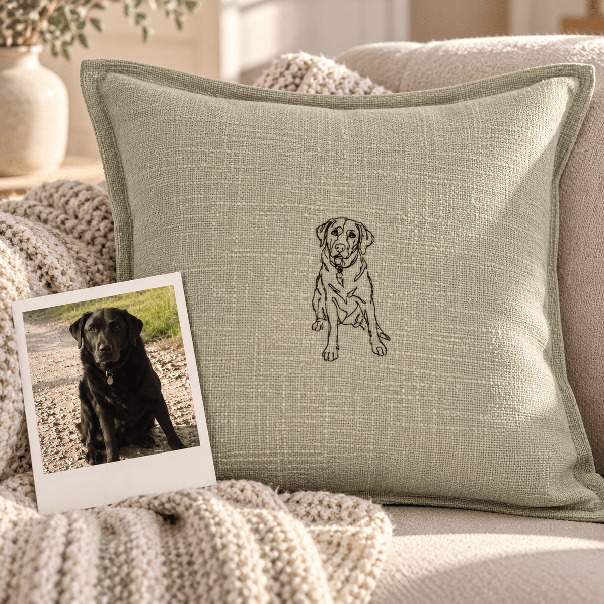 A Personalised Pet portrait Cushion - Pear Tree Stitch Studio