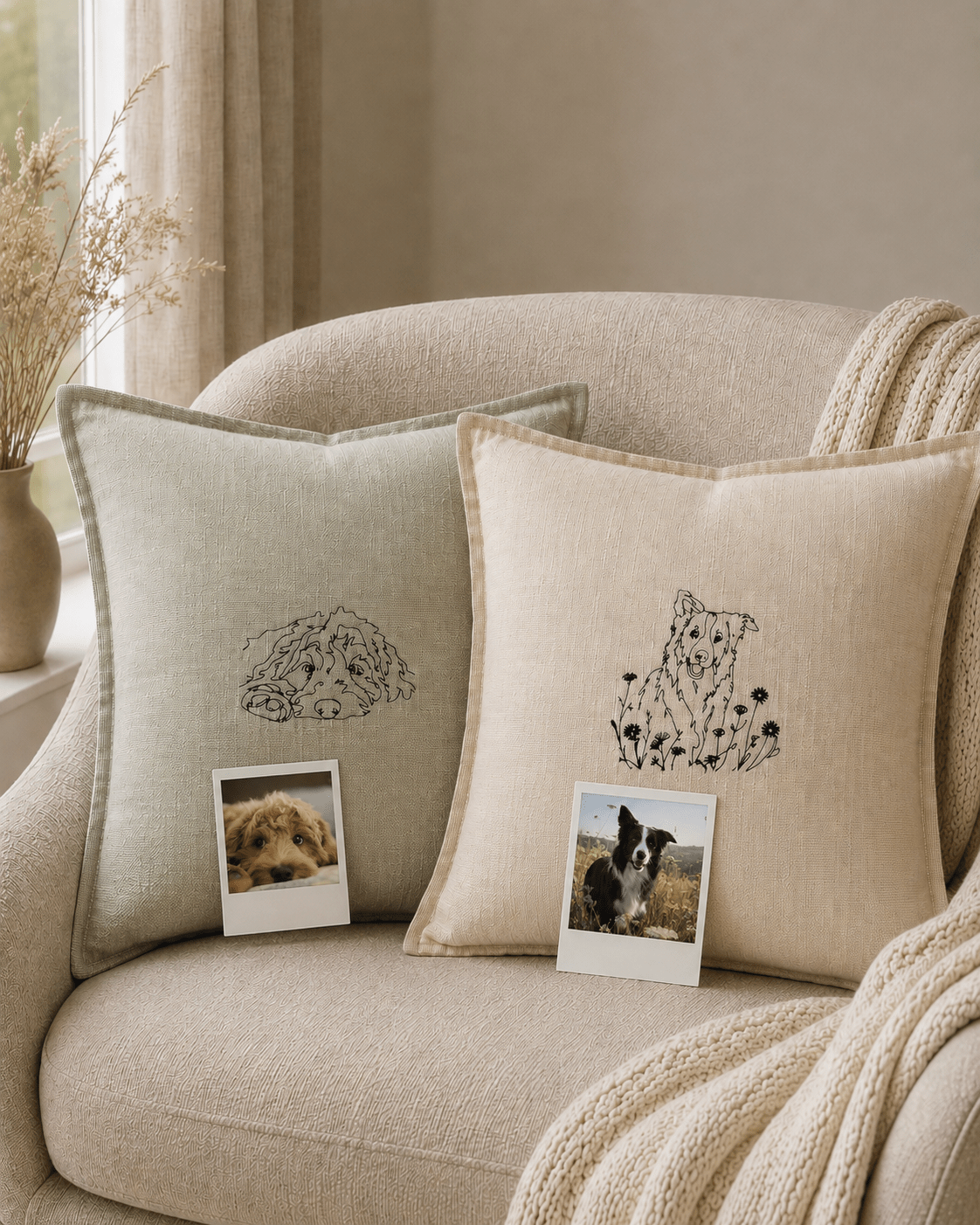 A Personalised Pet portrait Cushion - Pear Tree Stitch Studio