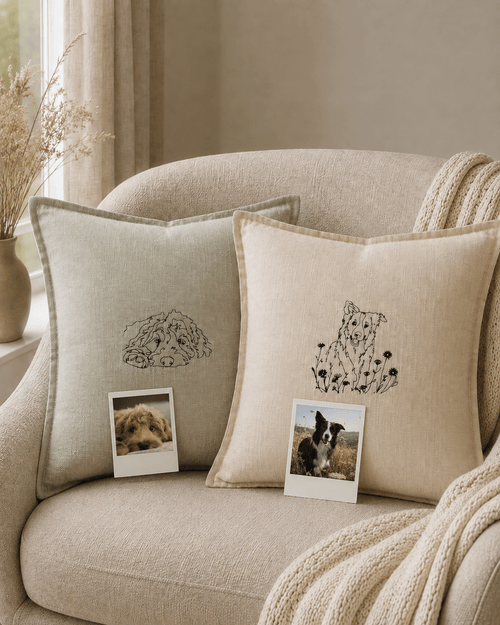A Personalised Pet portrait Cushion - Pear Tree Stitch Studio
