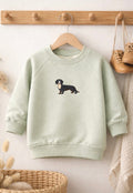 Dachshund Baby Sweatshirt – Custom Embroidered Sausage Dog Jumper | Dachshund Lover Gift, Dog Lover Baby Gift - Pear Tree Stitch Studio