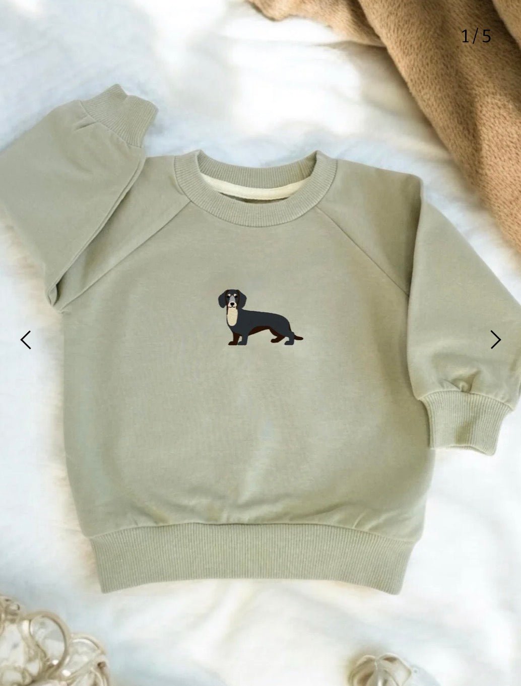 Dachshund Baby Sweatshirt – Custom Embroidered Sausage Dog Jumper | Dachshund Lover Gift, Dog Lover Baby Gift - Pear Tree Stitch Studio