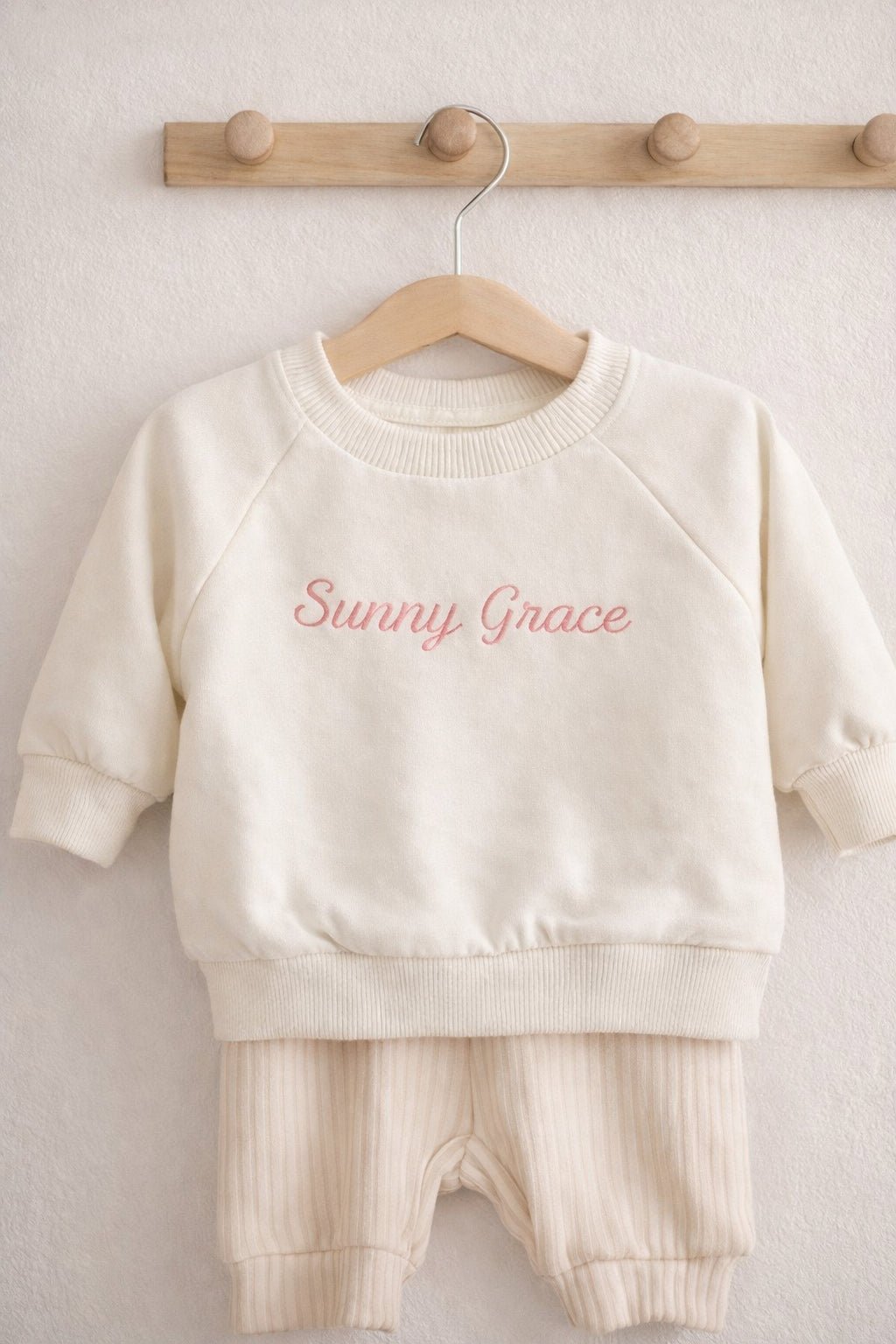 Personalised Baby Sweatshirt – Custom Name Embroidered Baby Jumper | Personalised New Baby Gift - Pear Tree Stitch Studio