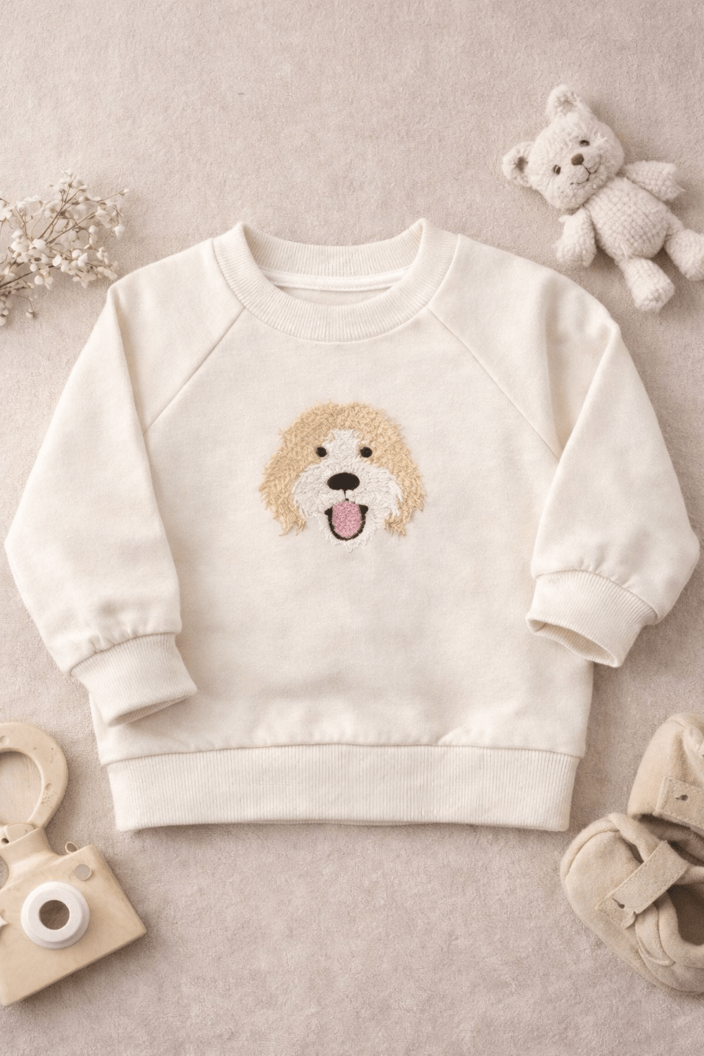 Personalised Cockapoo Baby Sweatshirt – Custom Dog Gift for Babies & Toddlers - Pear Tree Stitch Studio