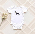 Personalised Dachshund Baby Onesie – Embroidered Sausage Dog Bodysuit | Dog Lover Baby Gift - Pear Tree Stitch Studio