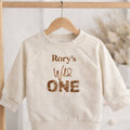 Personalised First Birthday Sweatshirt – Embroidered “Wild One” Baby Jumper - Pear Tree Stitch Studio