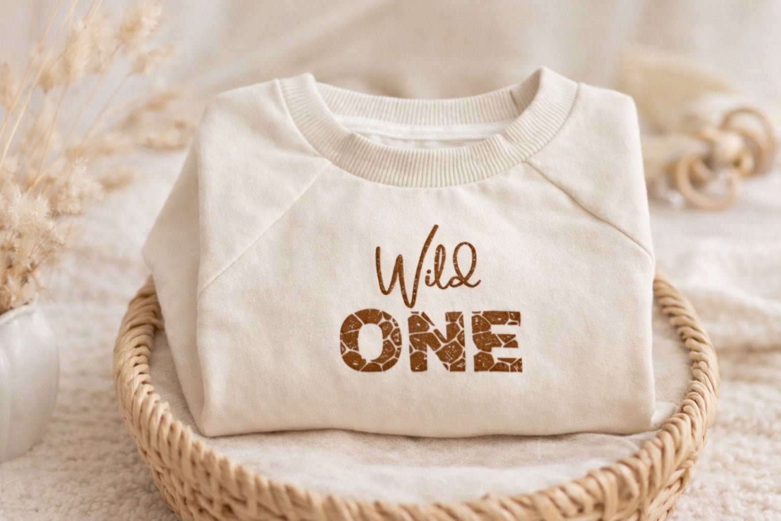 Personalised First Birthday Sweatshirt – Embroidered “Wild One” Baby Jumper - Pear Tree Stitch Studio