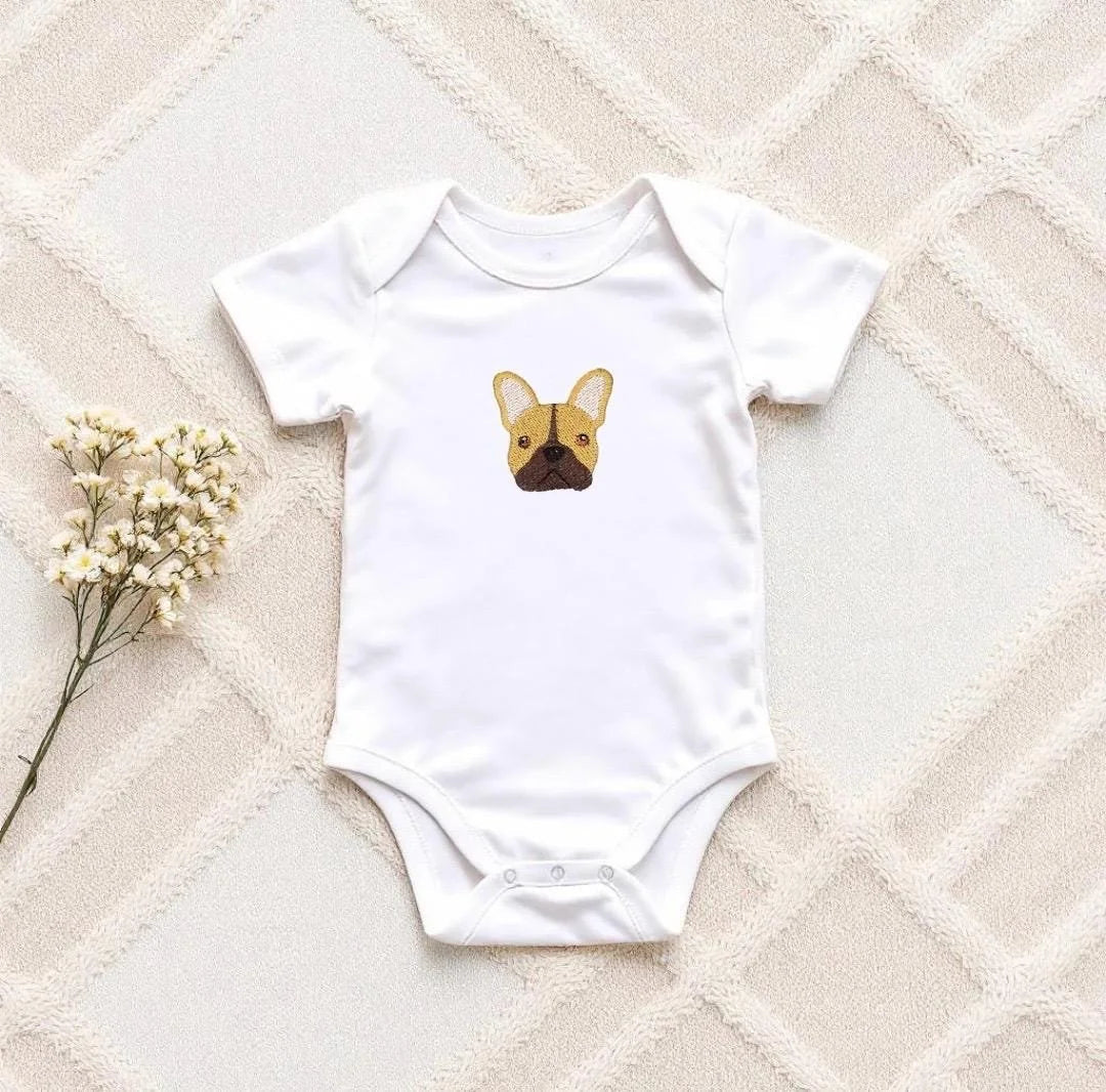 Personalised French Bulldog Baby Bodysuit - Pear Tree Stitch Studio