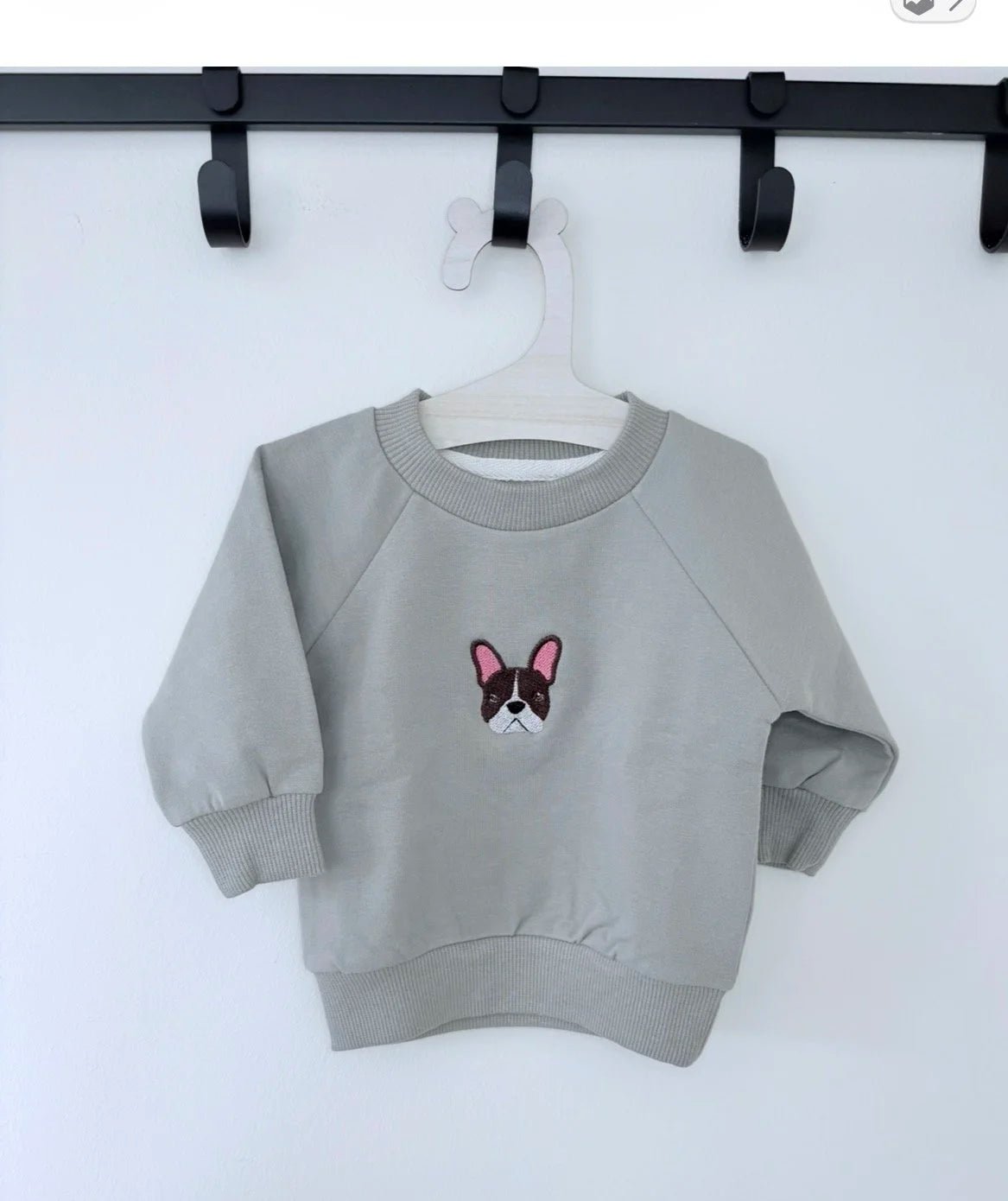 Personalised French Bulldog Baby Sweatshirt | Custom Dog Embroidery Baby Gift - Pear Tree Stitch Studio
