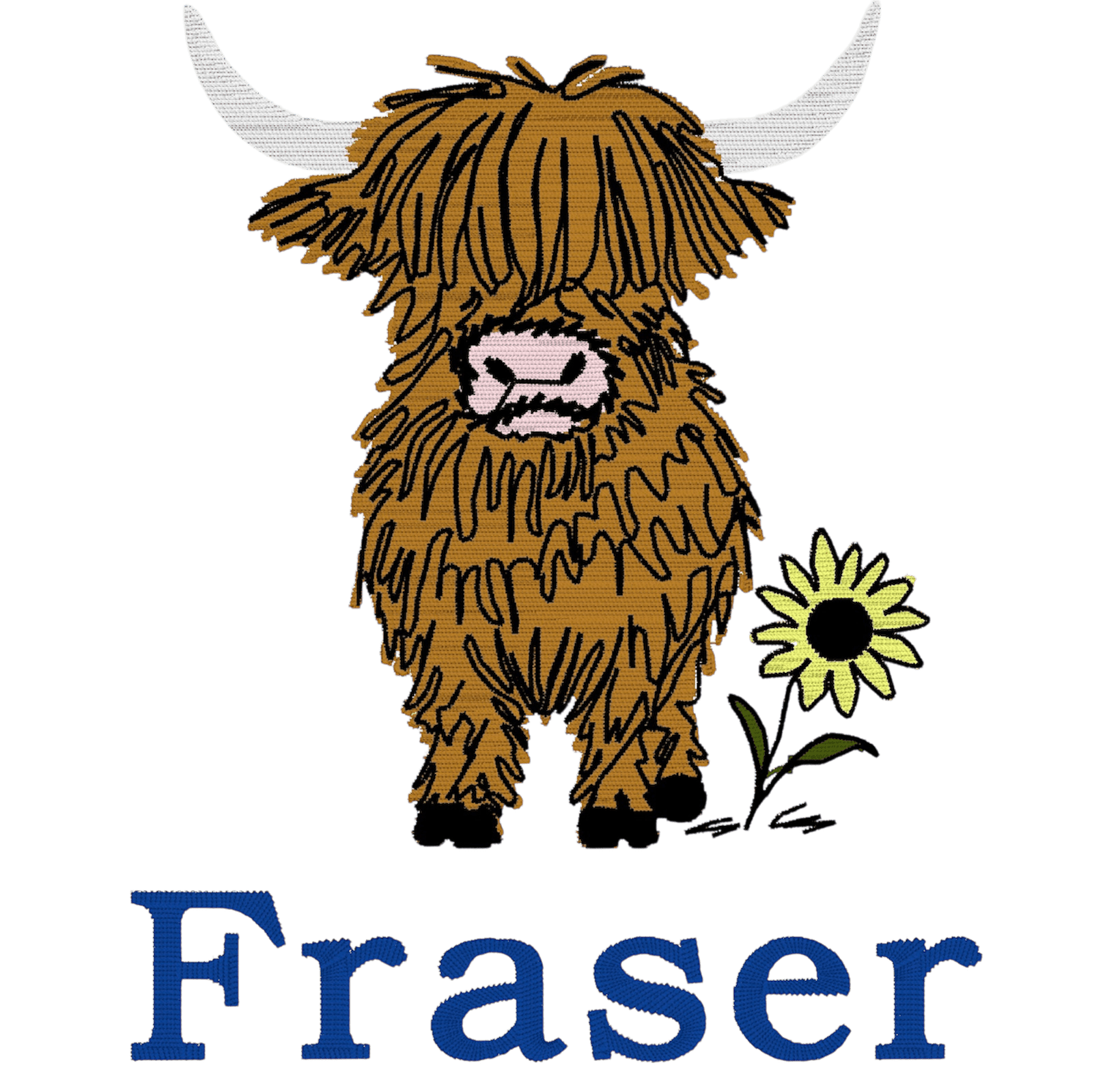Personalised Highland Cow Embroidered Toddler Jumper | Custom Name Sweatshirt for Kids - Pear Tree Stitch Studio