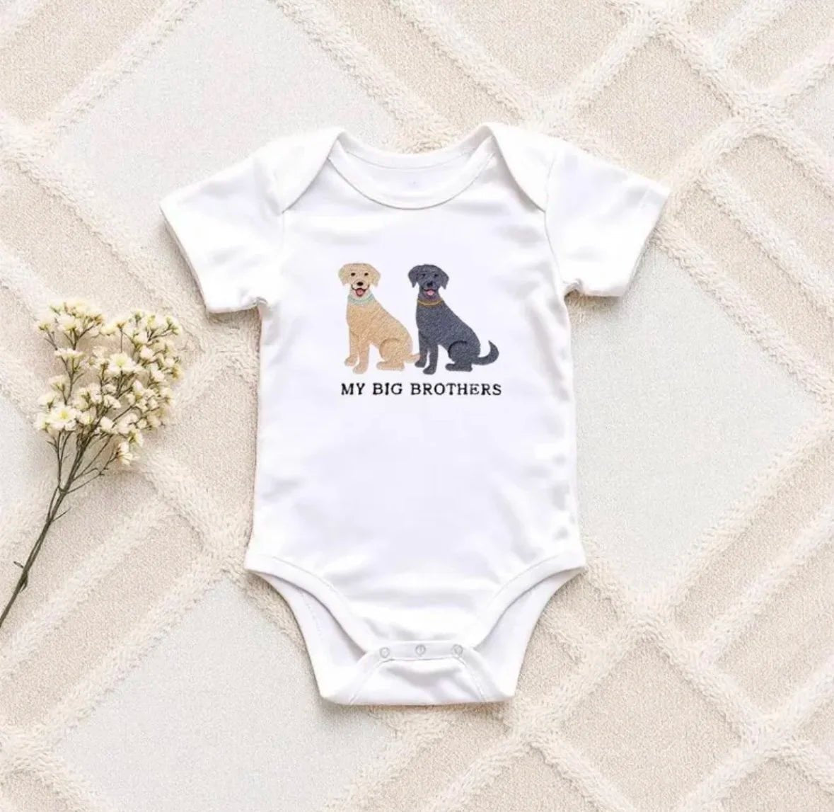 Personalised Labrador Baby Best Friend Bodysuit – Custom Dog Gift for Newborns & Babies - Pear Tree Stitch Studio