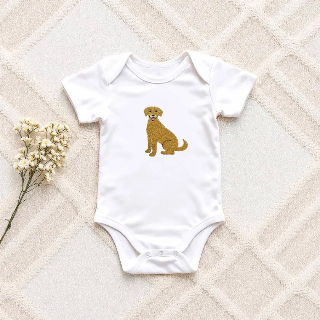 Personalised Labrador Baby Bodysuit – Custom Dog Gift for Newborns & Babies - Pear Tree Stitch Studio