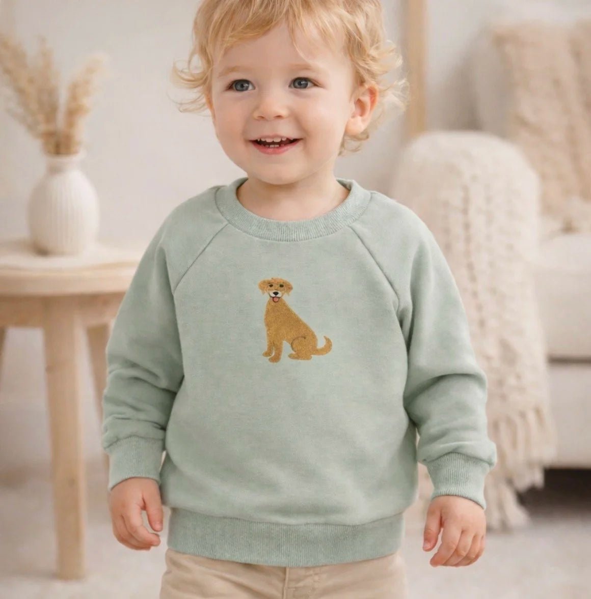Personalised Labrador Baby Sweatshirt | Custom Dog Embroidery Baby Gift - Pear Tree Stitch Studio