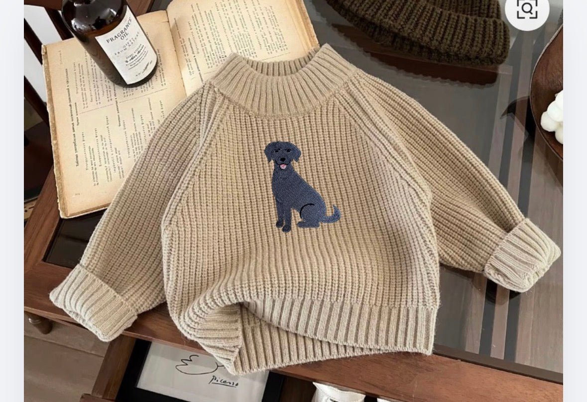 Personalised Labrador Baby & Toddler Jumper – Custom Children’s Knit Sweater – Labrador Lover Baby Gift - Pear Tree Stitch Studio