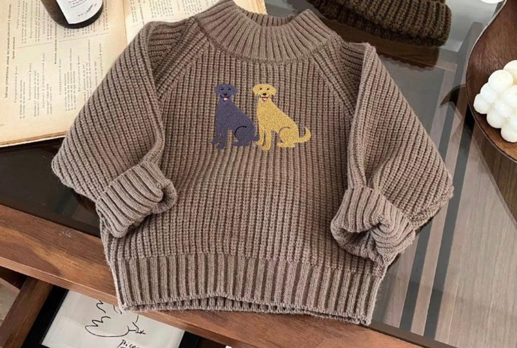 Personalised Labrador Baby & Toddler Jumper – Custom Children’s Knit Sweater – Labrador Lover Baby Gift - Pear Tree Stitch Studio