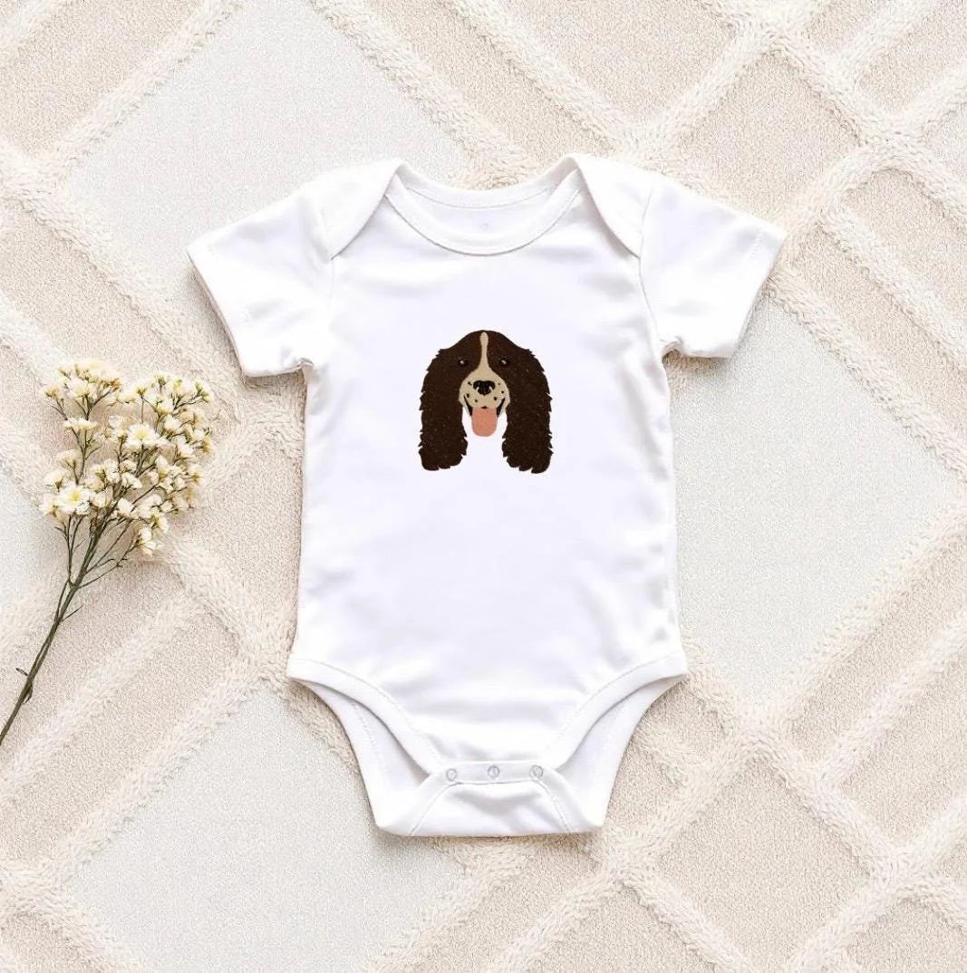 Personalised Spaniel Baby Bodysuit - Pear Tree Stitch Studio