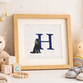 Personalised Spaniel Nursery Wall Art | Embroidered Dog Initial Frame | Custom Baby Keepsake Gift - Pear Tree Stitch Studio
