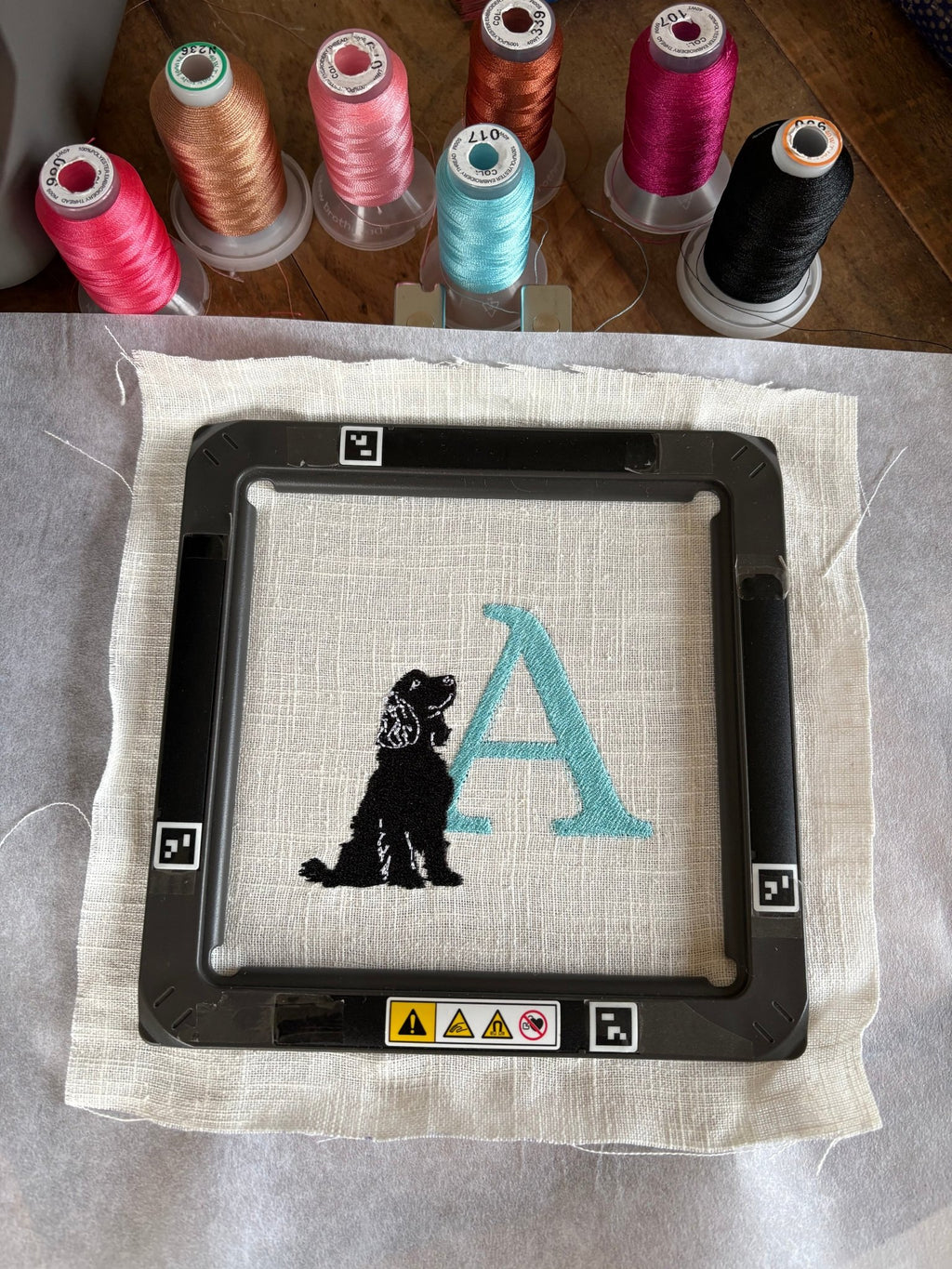 Personalised Spaniel Nursery Wall Art | Embroidered Dog Initial Frame | Custom Baby Keepsake Gift - Pear Tree Stitch Studio