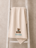 Personalised Teddy Bear Baby Blanket - Pear Tree Stitch Studio