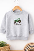 Personalised Tractor Baby Sweatshirt | Custom Name Embroidered Toddler Jumper | Farm Baby Gift - Pear Tree Stitch Studio