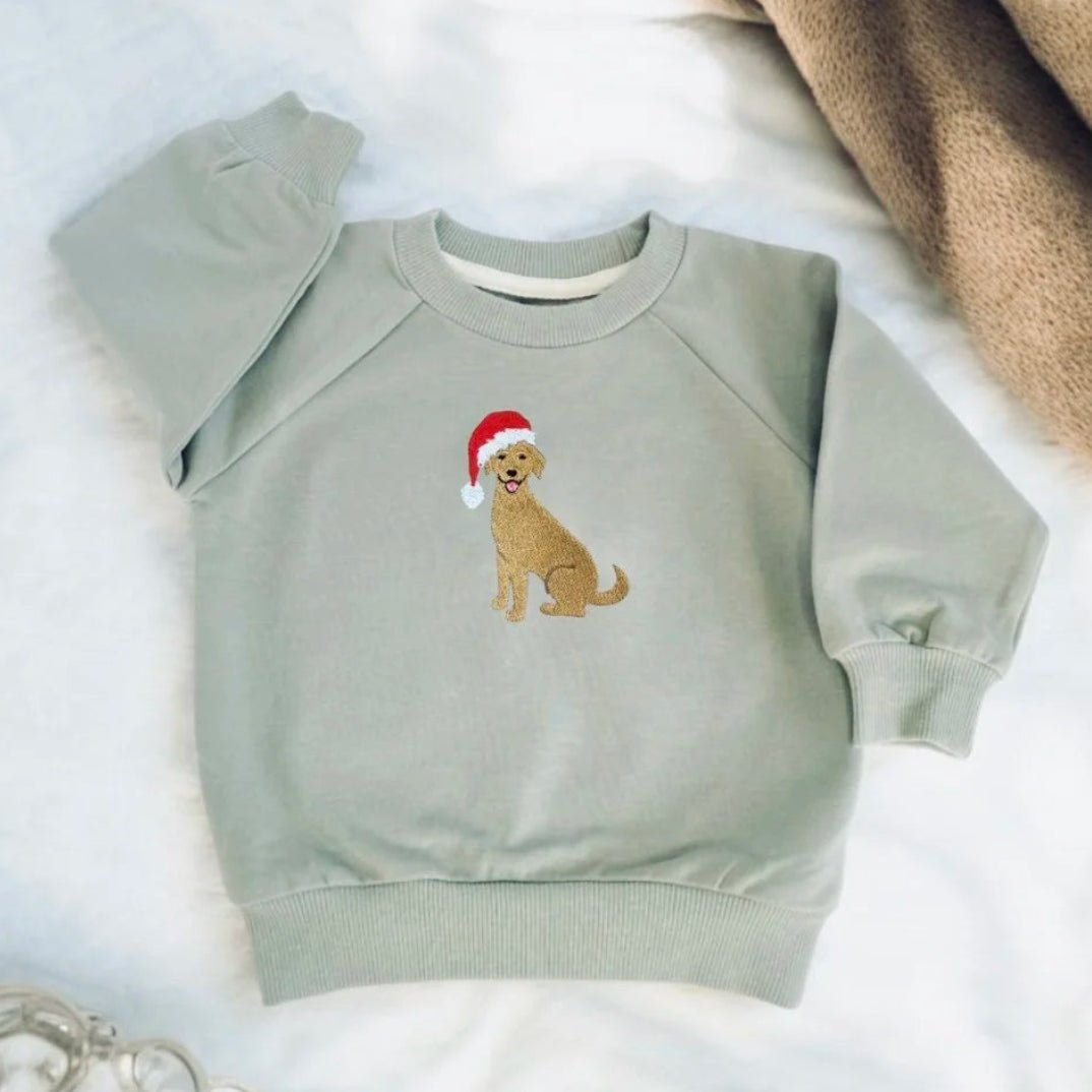 Xmas Labrador Baby Christmas jumper - Pear Tree Stitch Studio
