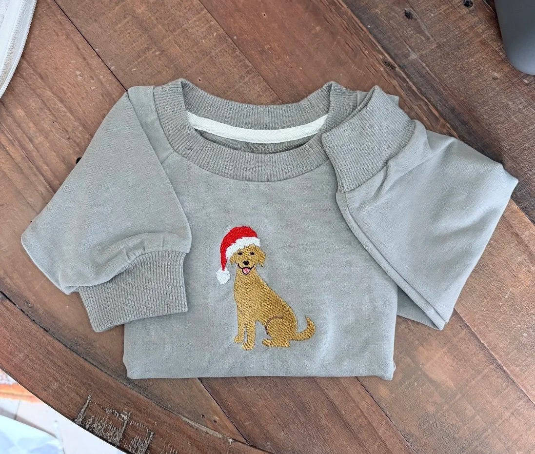 Xmas Labrador Baby Christmas jumper - Pear Tree Stitch Studio