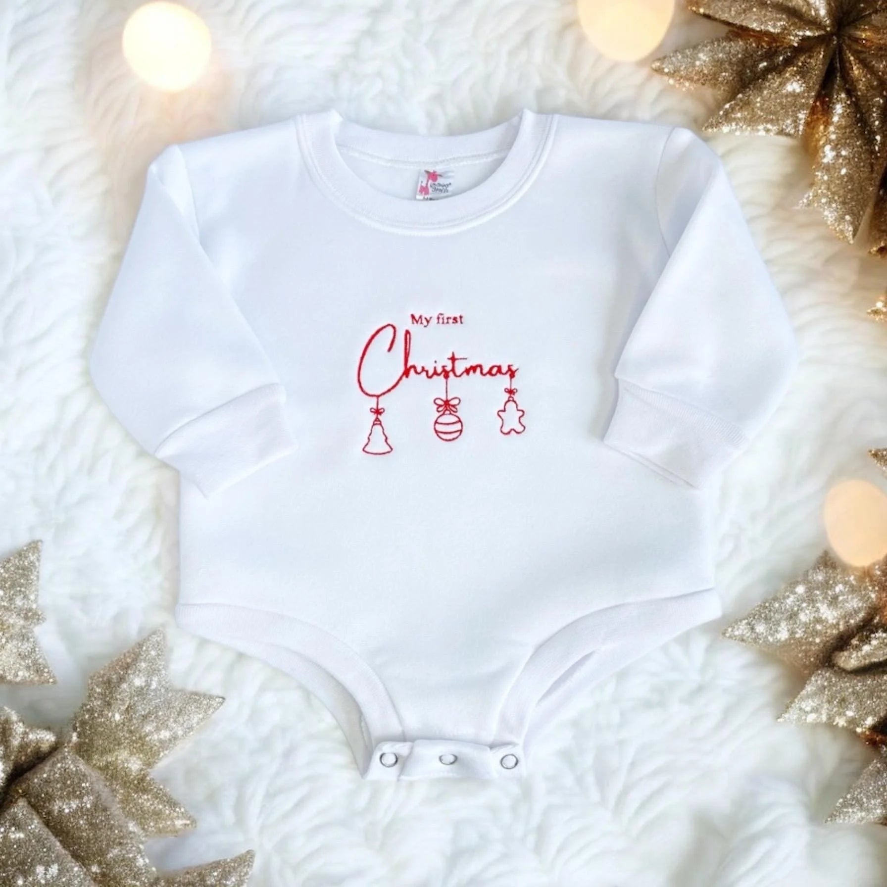 Xmas My First Christmas Romper - Pear Tree Stitch Studio