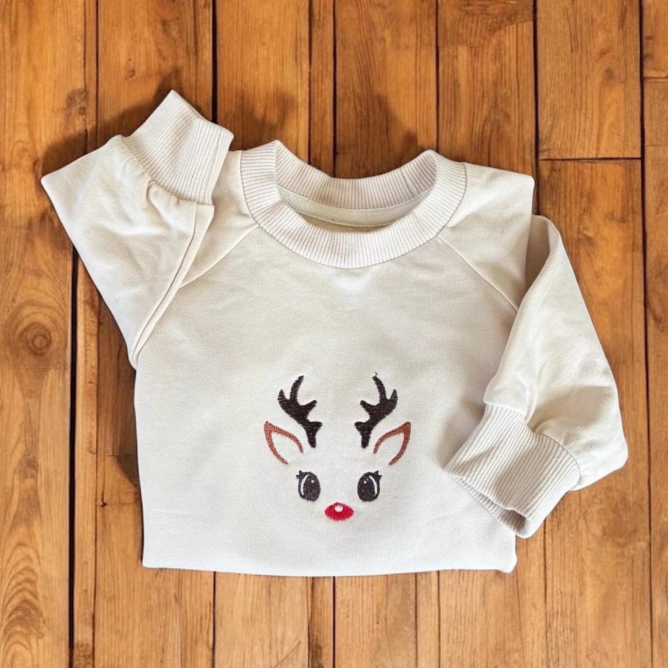 Xmas Reindeer Baby Christmas Jumper - Pear Tree Stitch Studio